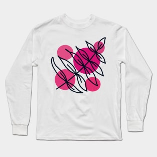 Pink polka dots leaf Long Sleeve T-Shirt